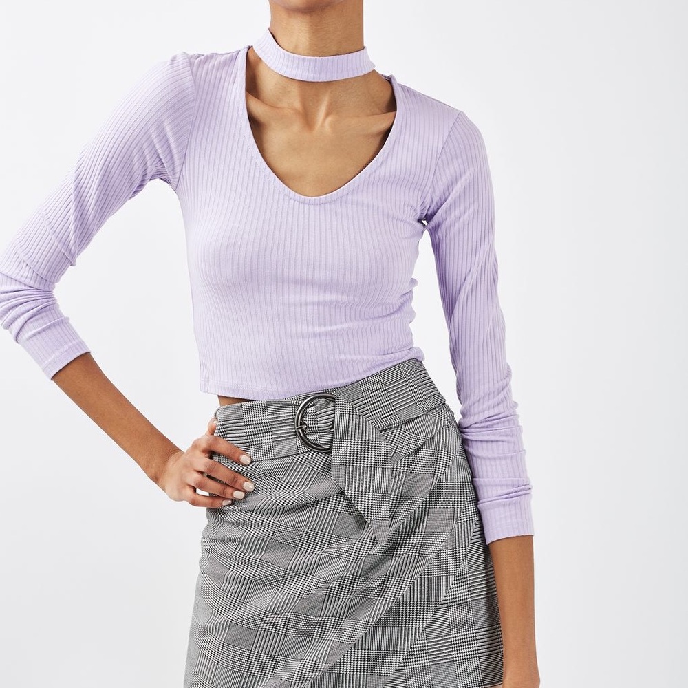 NWT Topshop Long Sleeve Choker Crop